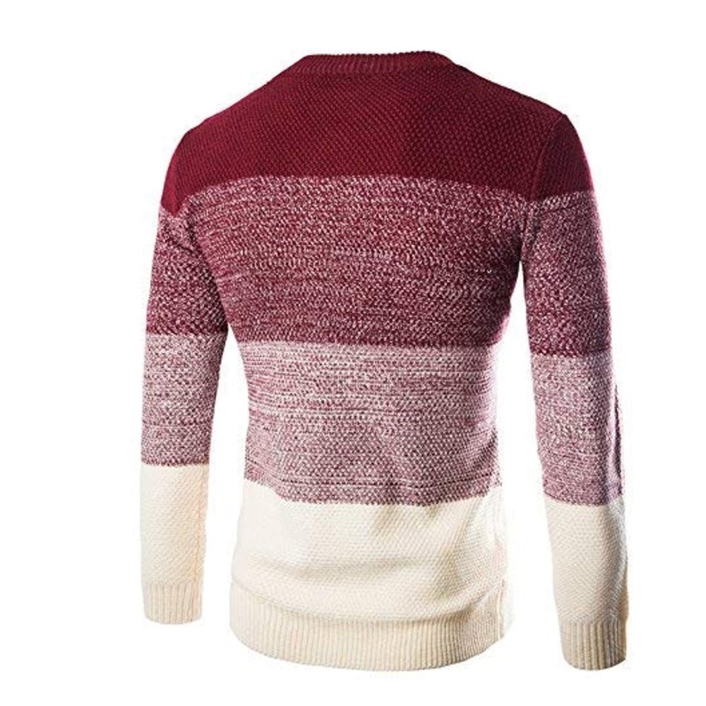 Men’s red color block sweater - Picture 2 of 4